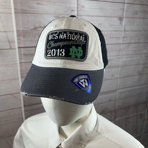 Discover BCS National Championship 2013 Notre Dame Strapback hat Black White New